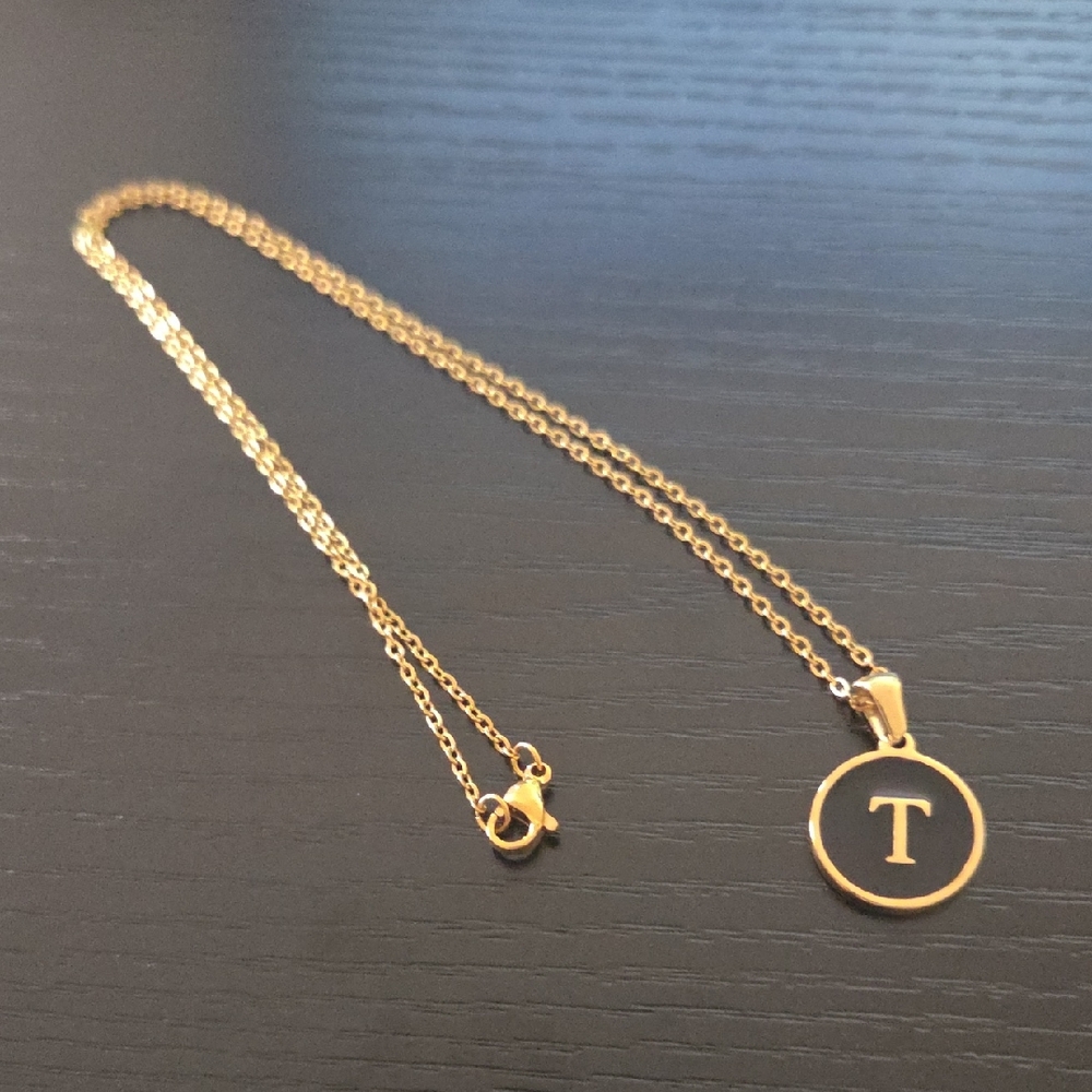 18K Gold Plated Stainless Steel Initial Pendant Necklace